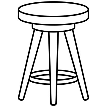 tabouret outline coloring book page line art illustration digital drawing