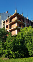 Unfinished building with blue sky