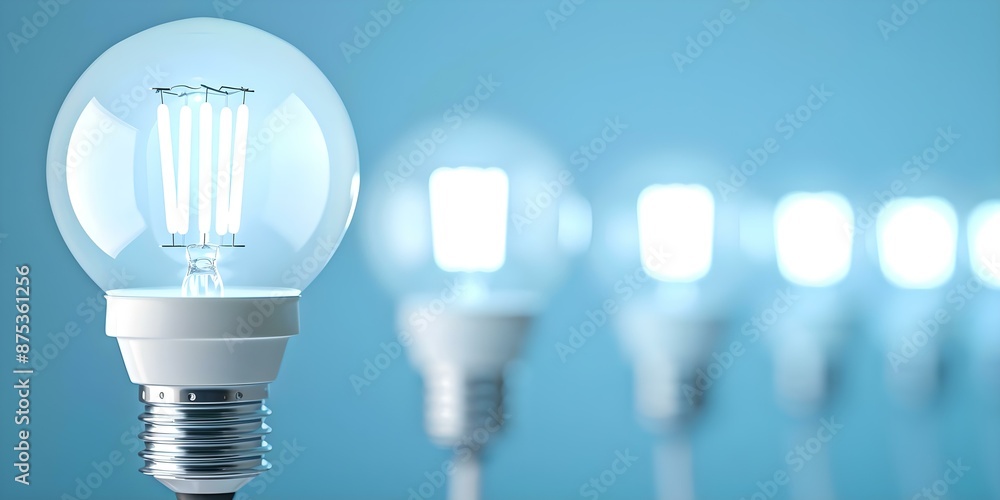 Aufkleber saving energy with led bulbs and programmable thermostats a visual reduction in consumption. concept