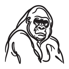 a single line sillahoutte gorila