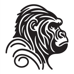 a single line sillahoutte gorila