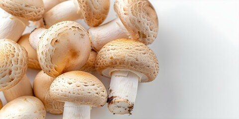 Macro Photography of Mushrooms on White Background. Concept Macro Photography, Mushrooms, White Background