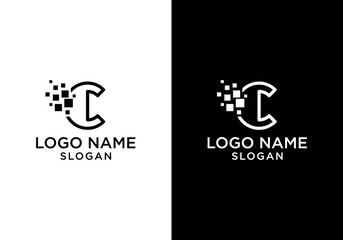 Letter C Pixel Logo vector design