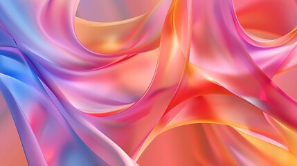 Obraz premium 3D render of a colorful abstract background with smooth, flowing prism shapes