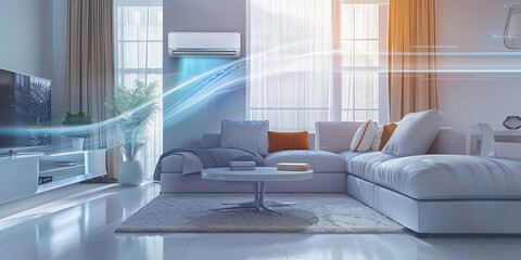 Modern Living Room with Air Conditioner