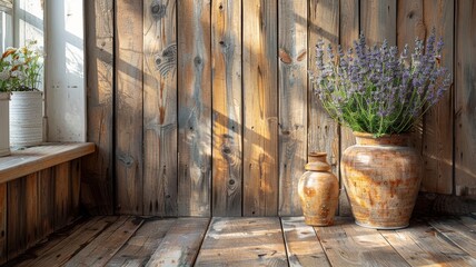 Fototapeta premium A warm wooden plank wall, vertical alignment, with varying shades of brown and natural wood grain details
