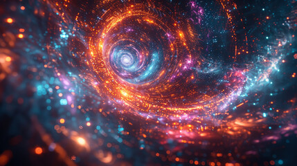 Fototapeta premium Futuristic Cosmic Portal with Vibrant Lights and Digital Energy Swirls