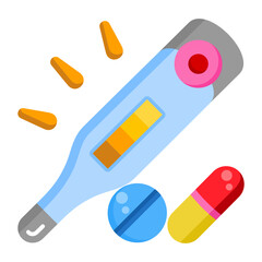 Thermometer And Pills Icon