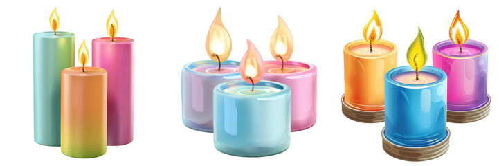 Candles clipart, mall supermarket element, clay style, isolated on white background