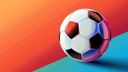 Obraz premium Colorful soccer ball illustration on a vibrant gradient background, perfect for sports and recreational themes.