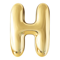 Gold 3D Bubble Font Letter H uppercase