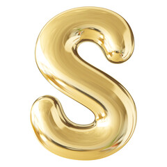 Gold 3D Bubble Font Letter S uppercase