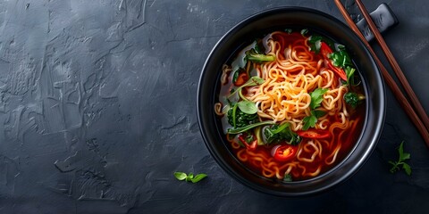 Longevity Noodles with Vegetables in Broth High-Resolution Image. Concept Food Photography, Asian Cuisine, Vegetarian Dish, Noodle Soup, High Quality Image