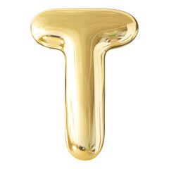 Gold 3D Bubble Font Letter T uppercase