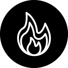 Flame Vector Line White Circle Black