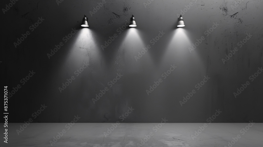 Poster a realistic 3d render of an empty gray background with a spotlight, ideal for showcasing or designin