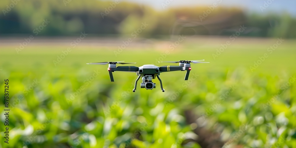 Poster utilizing advanced technology in precision agriculture agricultural drones for data analysis. concep