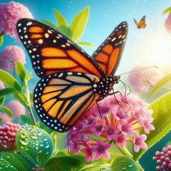 Fototapeta premium Monarch, Beautiful Butterfly Photography, Beautiful butterfly on flower, Macro Photography, Beautiful Nature