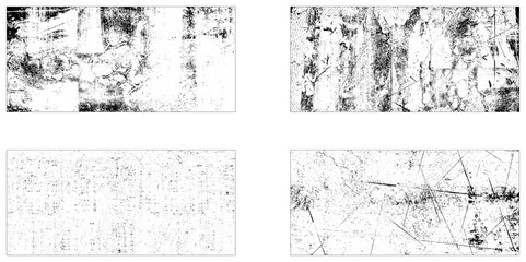 Vector set of grunge overlay textures. Collection of 4 grunge wall