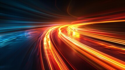 Obraz premium Illuminating Paths of Innovation - Abstract Light Trails and Reflections on Clean Background for Text.