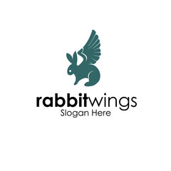 rabbit wings logo design concept stock vector