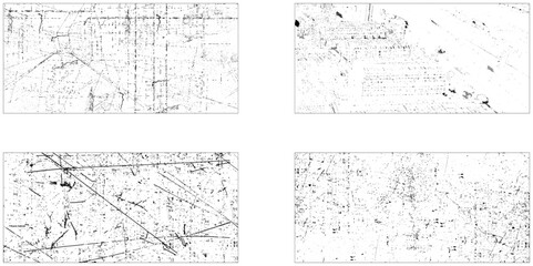 Vector set of grunge overlay textures. Abstract grunge distressed wall texture overlay background set.