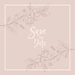 Save the date wedding invitation template with floral background