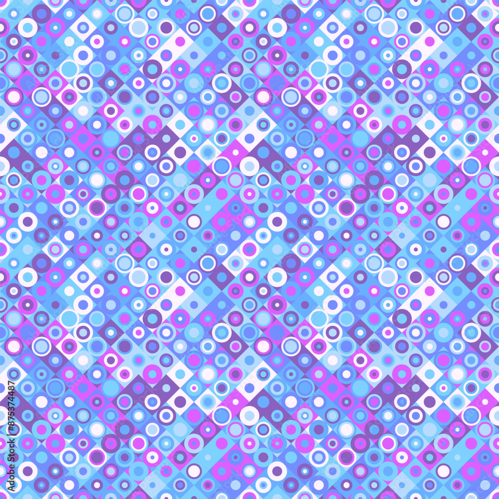 Poster colorful geometrical square and circle pattern background - seamless abstract vector graphic