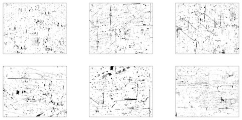 Vector set of grunge overlay textures. Abstract grunge distressed wall texture overlay background set.