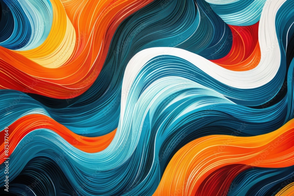 Poster a dynamic and colorful swirl pattern suitable for modern design projects, reflecting energy and vibr