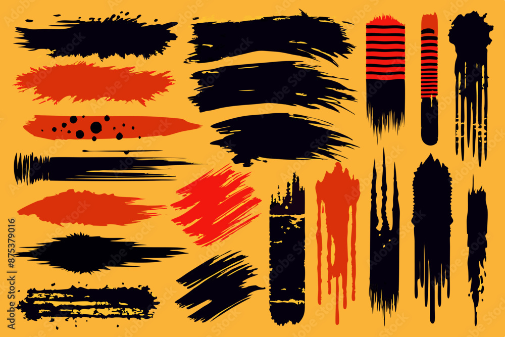 Poster vector collection of grunge brush strokes illustration