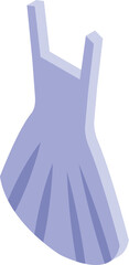 Elegant purple dress with a pleated skirt flowing gracefully, showcasing its stylish design in an isometric perspective