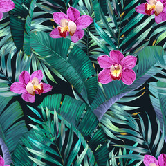 Tropical pattern. Paradise plants and flowers. Hawaiian pattern. Exotic, tropics