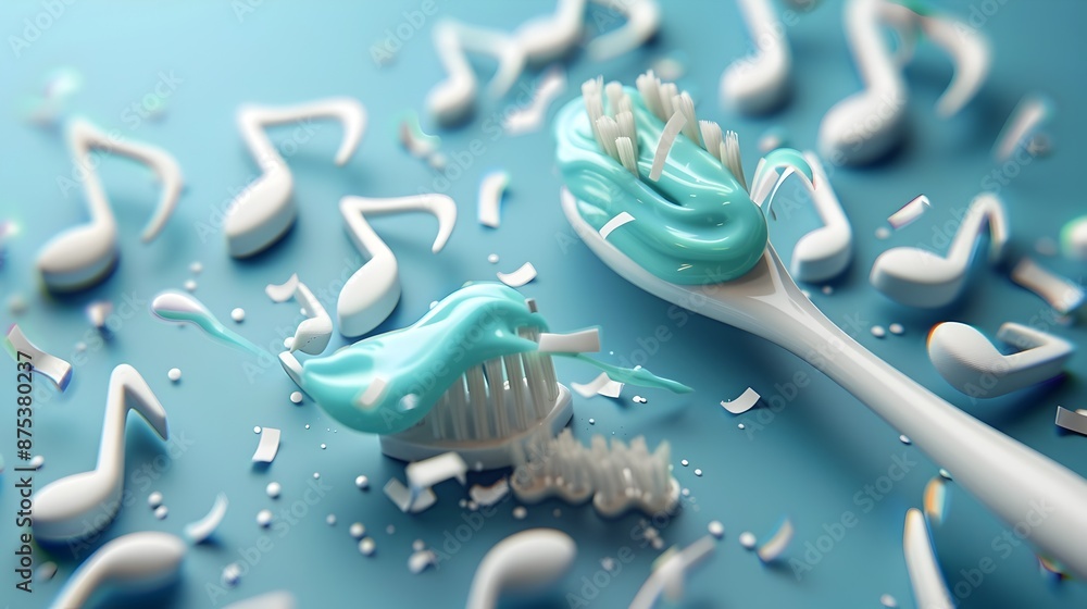 Poster musical toothpaste patterns with orchestra tuning in the background