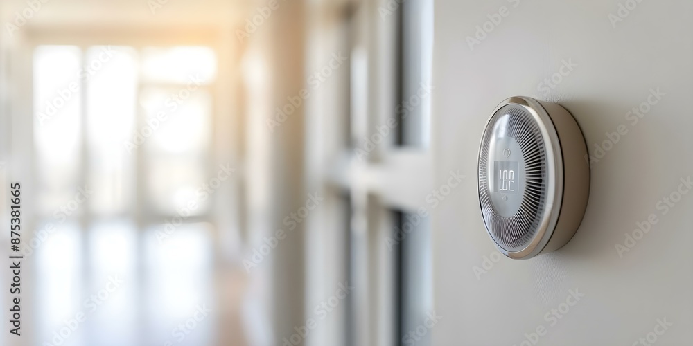 Poster enhance convenience and manage energy with programmable thermostats and automated lighting. concept 