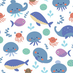 seamless pattern with fishes, seamless pattern with fish, seamless pattern with birds. Fish and Birds Designs for Fabric, Wallpaper, and Graphics