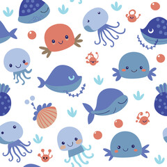 seamless pattern with fishes, seamless pattern with fish, seamless pattern with birds. Fish and Birds Designs for Fabric, Wallpaper, and Graphics