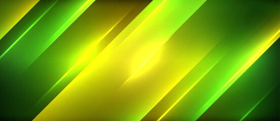 Neon dynamic diagonal light rays background. Techno digital geometric concept design for wallpaper, banner, presentation, background