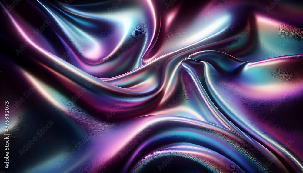 Poster iridescent fabric swirls, fabric with a mesmerizing swirl pattern. the shimmering colors and smooth 