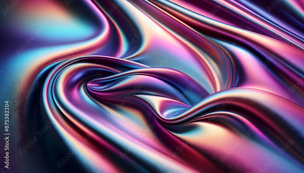 Poster iridescent fabric swirls, fabric with a mesmerizing swirl pattern. the shimmering colors and smooth 
