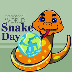 World Snake Day July 16. Holiday concept for background, banner, card, poster with text inscription to raise awareness about importance of snakes.