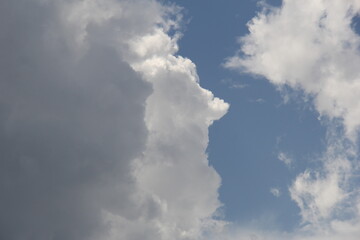 voluminous and fluffy clouds on the blue sky, sky, clouds, white 