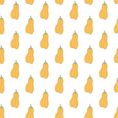 Pumpkins seamless pattern. butternut squash endless backdrop. Stylized autumn harvesting repeat background. Vector line art flat illustration.