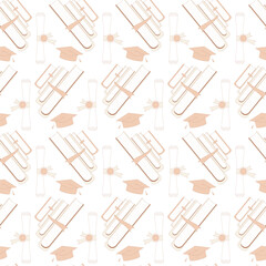 Education seamless pattern. Master's degree endless background. Bachelor's degree repeat cover. Vector hand drawn flat illustration.
