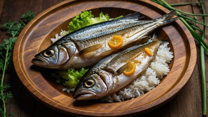 tinapang bangus smoked milkfish often served aesthetically in a wooden plate and table