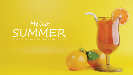 Summer sale poster banner template for promotion with lemon fruit and lemon drink background