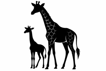 giraffe silhouette, giraffe vector silhouettes isolated on a white background, Wild animals silhouette, giraffe
