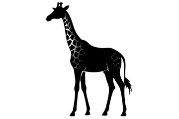 giraffe silhouette, giraffe vector silhouettes isolated on a white background, Wild animals silhouette, giraffe

