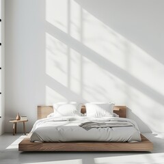 interior with bed in front of the empty wall