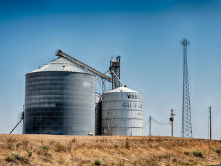 Grain Silo On Washington Farm
